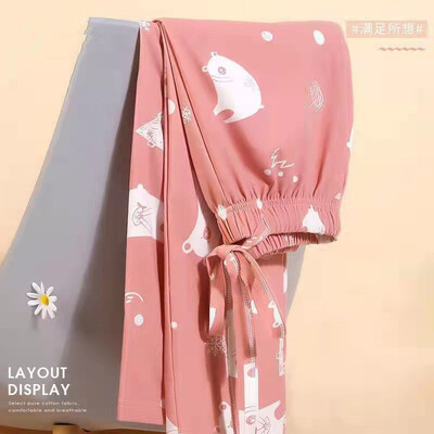 100% pamut pizsama nadrág női őszi új rajzfilm alvó alsó koreai divat alkalmi pizsama aranyos otthoni nadrág