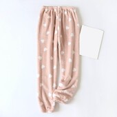 Φανέλα Ζεστή Άνετη Πιτζάμες Παντελόνι Καρδιά Εκτύπωση Χαριτωμένη Σπίτι Casual Πυτζάμες Γυναικείες Παχύρες Θερμικές Χειμερινές Χαλαρές Παντελόνες