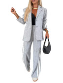 Laisvalaikio kelnių rinkiniai Moteriški laisvi, raištiniai ilgomis rankovėmis paltai Tiesios kelnės, moteriški kostiumai 2024 m. rudens žiemos moteriški viršutiniai drabužiai