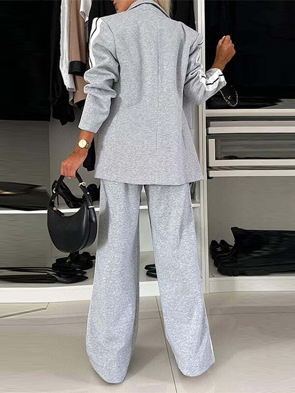 Laisvalaikio kelnių rinkiniai Moteriški laisvi, raištiniai ilgomis rankovėmis paltai Tiesios kelnės, moteriški kostiumai 2024 m. rudens žiemos moteriški viršutiniai drabužiai