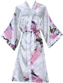 Μεταξωτό σατέν Νυφική ρόμπα παράνυμφος Floral μπουρνούζι Κοντή ρόμπα κιμονό Νυχτερινή ρόμπα Ρόμπα μπάνιου Μόδα φόρεμα για γυναίκες