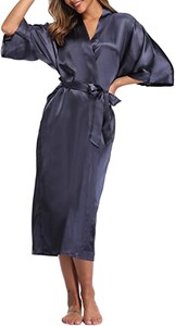 Σέξι εσώρουχα, κλασικό νυχτικό, γυναικεία μακρύ ρόμπα κιμονό σατέν μπουρνούζι S-XXXL με ζώνη