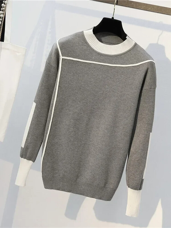 Új őszi téli női kötött, 2 részes szett, hosszú ujjú, nyakú, sportruházat, pulóver és zsebes nadrágkosztüm 2 db-os ruhák