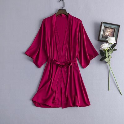 Zaļš naktskrekls vienkrāsains kimono dāmas elegants peldmētelis satīna mājas apģērbs kāzu kāzu dāvana guļamveļa Seksīga intīma apakšveļa