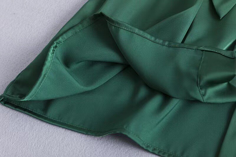 Roheline öösärk ühevärviline kimono daam Elegantne hommikumantel, satiinist koduriided pulmadeks, pruudikingitus magamisriided, seksikas intiimpesu