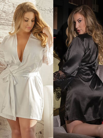 Dressing de mătase sexy pentru femei, cu centură din dantelă, halat de baie, îmbrăcăminte de noapte, pentru acasă, cămașă de noapte, lenjerie pentru femei