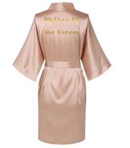 Ροζ χρυσό σατέν μεταξωτό ρόμπα νύφης Νυφική ρόμπα παράνυμφος φόρεμα νυφικών