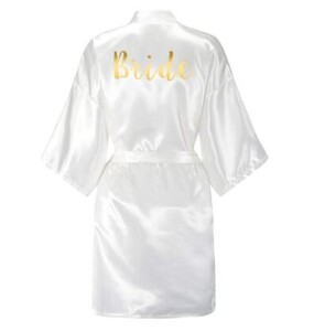 Ροζ χρυσό σατέν μεταξωτό ρόμπα νύφης Νυφική ρόμπα παράνυμφος φόρεμα νυφικών