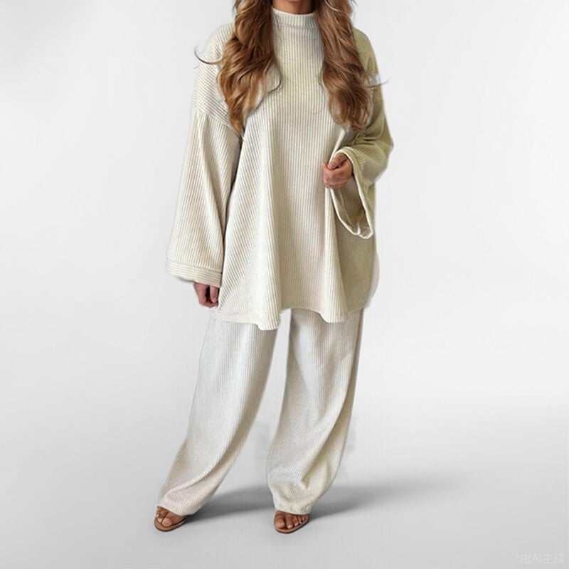 Toamnă Iarnă velur 2 piese Seturi ținute femei mâneci lungi cu mâneci largi pantaloni late costum femei îmbrăcăminte navetă pantaloni seturi