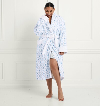 Meleg flanel köntös téli otthoni hálóruha női nyomtatott hosszú ujjú fürdőköpeny kimonó köntös övvel Nappali ruha Női pizsama