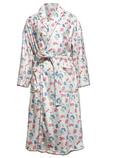 Meleg flanel köntös téli otthoni hálóruha női nyomtatott hosszú ujjú fürdőköpeny kimonó köntös övvel Nappali ruha Női pizsama