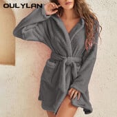 Női téli puha kapucnis polár plüss fürdőköpeny rövid flanel hálóruha övvel Fürdőköpeny Flanel fürdő hálóruha köntös