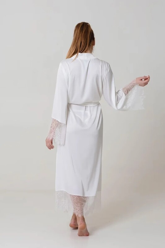Svadobné šaty s čipkovaným rukávom, biele, budoárové, dlhé, svadobné, kimono, šaty pre ženy, župan pre družičky