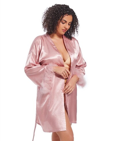 секси халат от пера сатен Дамски големи размери Сатенени халати обикновени къси копринени халати за булка Шаферска рокля за парти