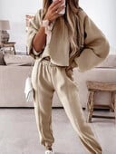 Įprasti rinkiniai moterims Madingi vintažiniai 2 dalių rinkiniai su gobtuvu, laisvu, elastingu juosmeniu, 2024 m. nauji rudens žiemos kelnių rinkiniai