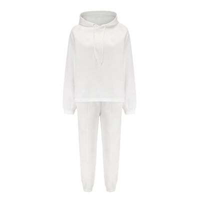 Įprasti rinkiniai moterims Madingi vintažiniai 2 dalių rinkiniai su gobtuvu, laisvu, elastingu juosmeniu, 2024 m. nauji rudens žiemos kelnių rinkiniai