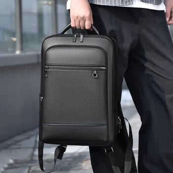 Executive Backpack Ανδρικά PU Δερμάτινη τσάντα φόρτισης USB Χαρτοφύλακας γραφείου Travel Laptop Office Business Shoulder Pack Πλάτη Αρσενικό