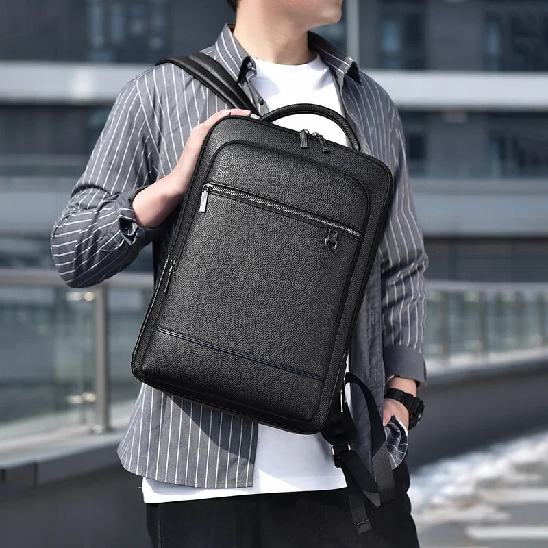 Pánsky manažérsky batoh z PU kože, aktovka s USB nabíjaním, kancelária, cestovanie, notebook, kancelária, obchodný batoh cez rameno