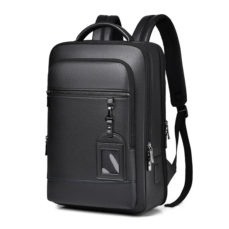 Pánsky manažérsky batoh z PU kože, aktovka s USB nabíjaním, kancelária, cestovanie, notebook, kancelária, obchodný batoh cez rameno
