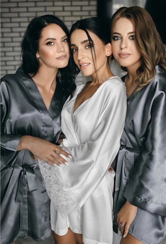 Nevesta Robe s čipkovaným rukávom Biely Boudoir Robe Dlhé hodvábne Robe s čipkovaným rukávom Družička Robe Čipkované šaty Dámske obliekanie