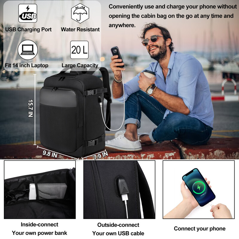 Geestock Ruksak za avion Ruksak 40×20×25 Višenamjenska školska torba Putna ruksak za vanjska putovanja Ruksak za prijenosno računalo mochila cabina