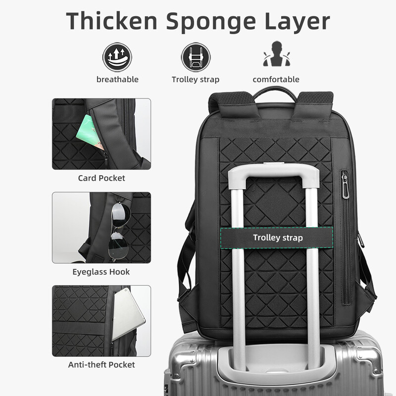 Heroic Knight minimalista férfi hátizsák üzleti vízálló munkahelyi hátizsák klasszikus fekete 15,6 hüvelykes laptop hátizsák napi ingázáshoz