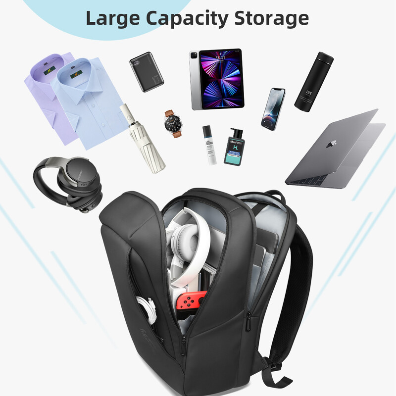 Heroic Knight minimalista férfi hátizsák üzleti vízálló munkahelyi hátizsák klasszikus fekete 15,6 hüvelykes laptop hátizsák napi ingázáshoz