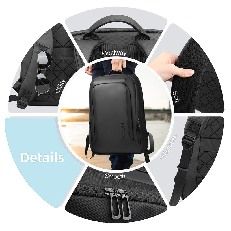 Heroic Knight minimalista férfi hátizsák üzleti vízálló munkahelyi hátizsák klasszikus fekete 15,6 hüvelykes laptop hátizsák napi ingázáshoz