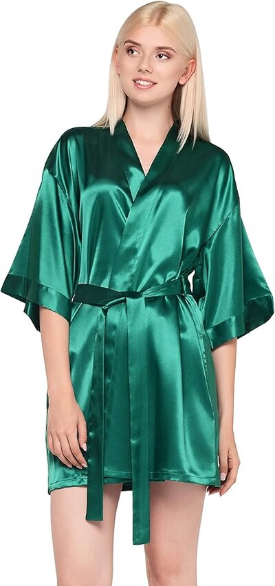 Satīna halāts Sieviešu intīmā apakšveļa naktsveļa Zīdaini līgavas kāzu dāvana gadījuma kimono peldmētelis kleita naktskrekls seksīgs naktsveļa