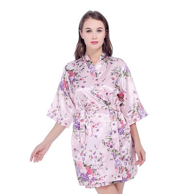 Satin de mătase, nuntă, mireasă, domnișoară de onoare, halat de baie floral, halat scurt de kimono, halat de noapte, halat de baie, rochie de modă pentru femei