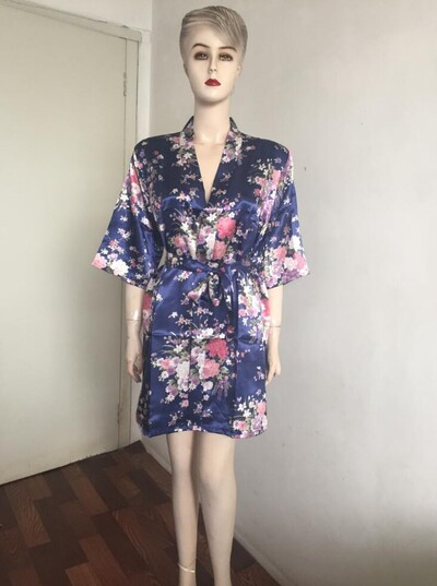 Μεταξωτό σατέν Νυφική ρόμπα παράνυμφος Floral μπουρνούζι Κοντή ρόμπα κιμονό Νυχτερινή ρόμπα Ρόμπα μπάνιου Μόδα φόρεμα για γυναίκες