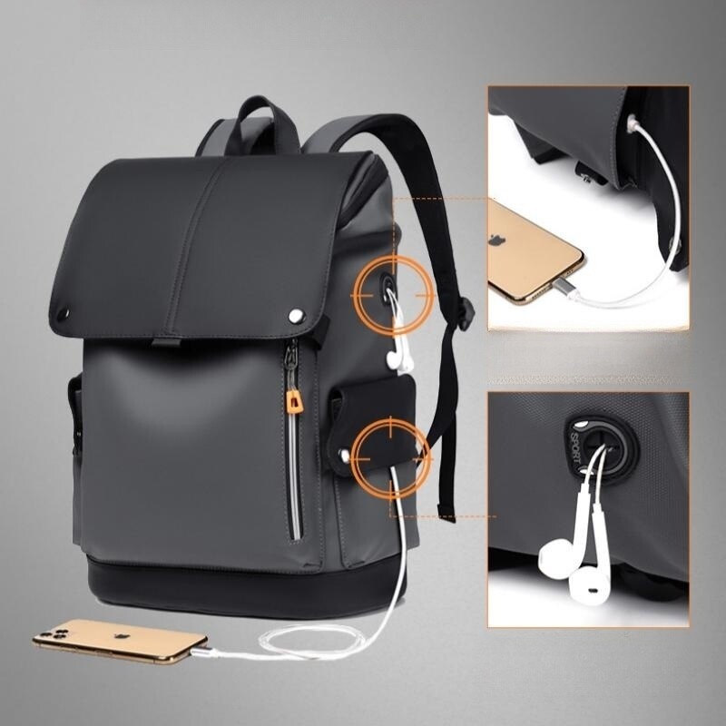 Új 4 színű férfi hátizsák PU bőr vízálló USB újratölthető, nagy kapacitású iskolatáska szabadidős utazási üzleti laptop táska