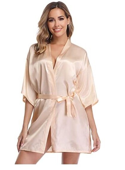 Saténový župan, dámska intímna spodná bielizeň, pyžamá, hodvábne svadobné, svadobné, ležérne kimono, župan, nočná košeľa, sexy nočné prádlo
