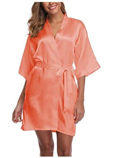 Saténový župan, dámska intímna spodná bielizeň, pyžamá, hodvábne svadobné, svadobné, ležérne kimono, župan, nočná košeľa, sexy nočné prádlo