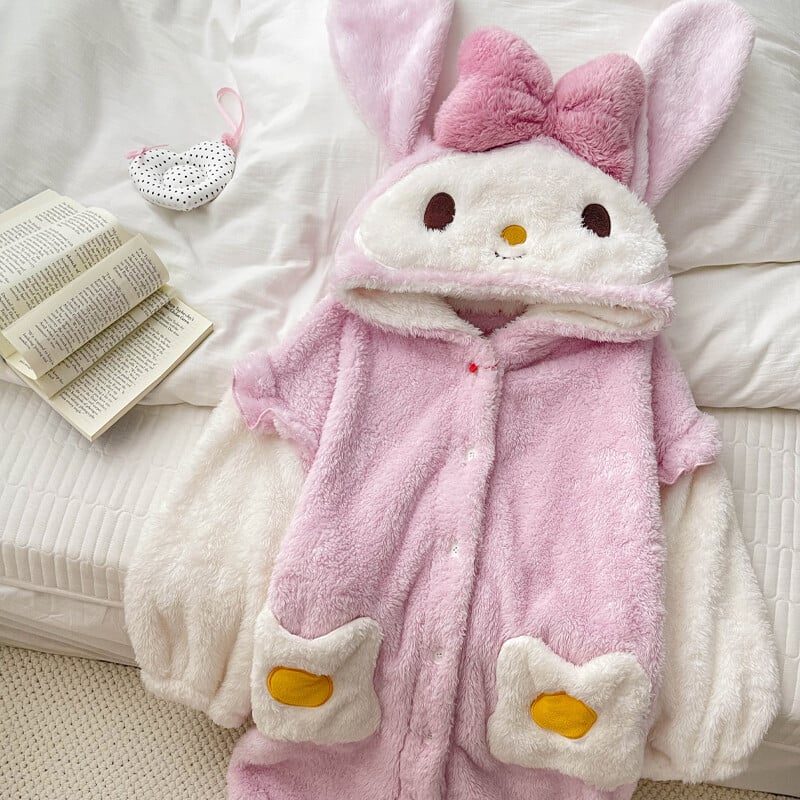 MINISO Senrio My Melody Domáce oblečenie Zimné udržiavanie tepla Korálový fleecový župan Roztomilý kreslený dospelý mäkký zahusťovací dámsky Kawaii pyžamo