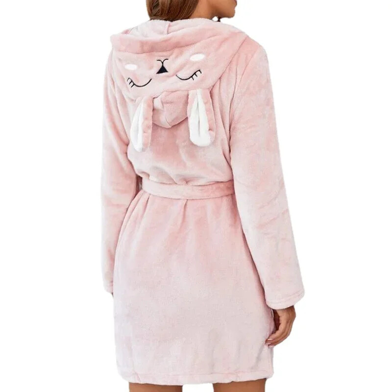 SUKAE Zimski ženski ogrtači Ružičasti baršun Hoodies Ogrtači za kupanje dugih rukava Flanel Kućna odjeća Odjeća za spavanje za slobodno vrijeme Seksi donje rublje za žene
