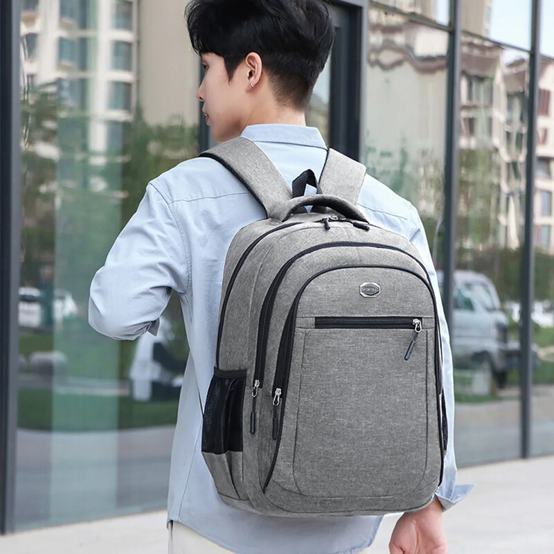 Poslovni Oxford ruksak Unisex jednobojni s više odjeljaka, lagani, vodootporan, s patentnim zatvaračem od užeta, profesionalni stil