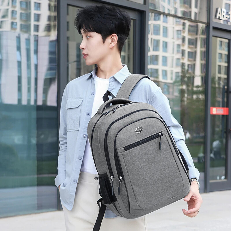 Poslovni Oxford ruksak Unisex jednobojni s više odjeljaka, lagani, vodootporan, s patentnim zatvaračem od užeta, profesionalni stil