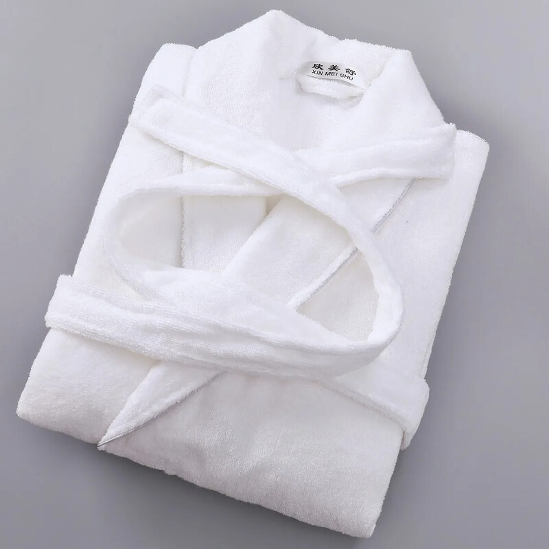 Ženski kućni ogrtač Terry Bath White za hotelski ogrtač, saunu i bazen, mekani pamučni frotirski ogrtač velike veličine dugi ogrtač za kupanje za muškarce