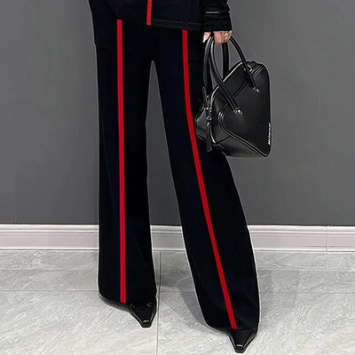 Gymystars Seturi de pantaloni toamnă iarnă Set pantaloni din două piese New Fashion Dungi Tricouri cu gât înalt Topuri Pantaloni largi