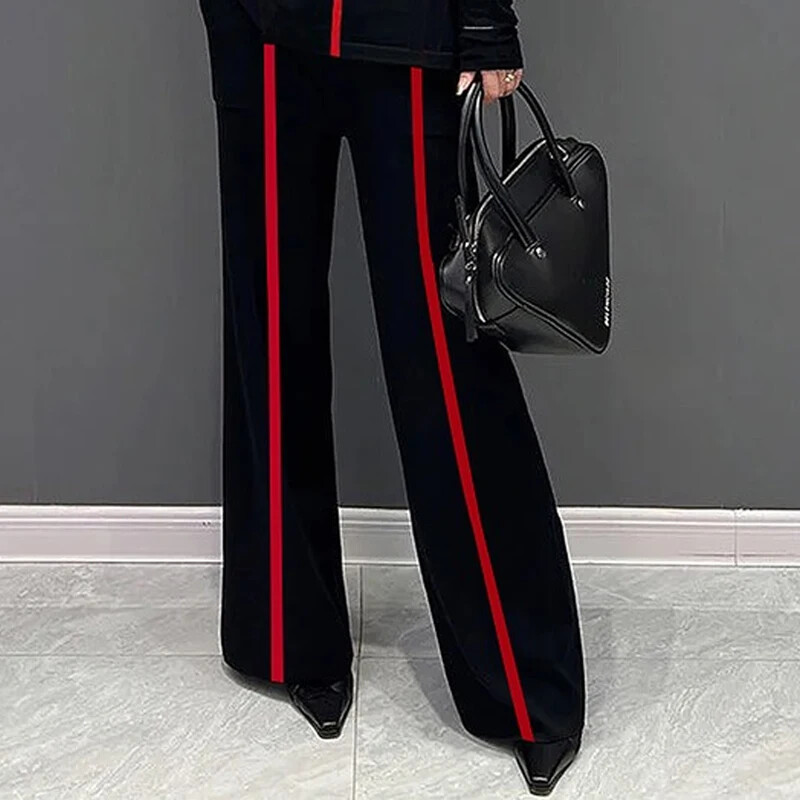 Gymystars Seturi de pantaloni toamnă iarnă Set pantaloni din două piese New Fashion Dungi Tricouri cu gât înalt Topuri Pantaloni largi