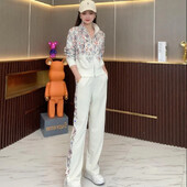 Μόδα Κορεατική έκδοση του Age Reducing Sportswear Set για γυναικεία Άνοιξη και Φθινόπωρο Νέο εμπριμέ τζάκετ Hoodie Slim Pants