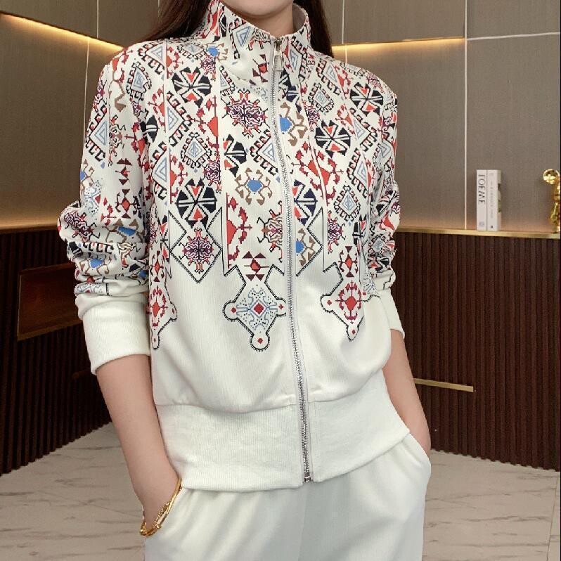 Μόδα Κορεατική έκδοση του Age Reducing Sportswear Set για γυναικεία Άνοιξη και Φθινόπωρο Νέο εμπριμέ τζάκετ Hoodie Slim Pants