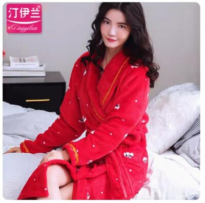 Sieviešu ziemas silts flaneļa kimono halāts guļamveļa Sieviešu apdruka ar ziediem naktskreklu rīta kleita atpūtas telpa Wear Hotel peldmētelis