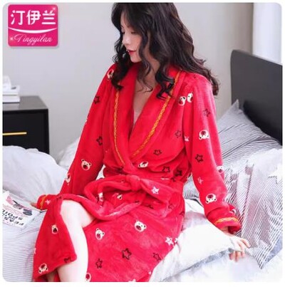 Sieviešu ziemas silts flaneļa kimono halāts guļamveļa Sieviešu apdruka ar ziediem naktskreklu rīta kleita atpūtas telpa Wear Hotel peldmētelis