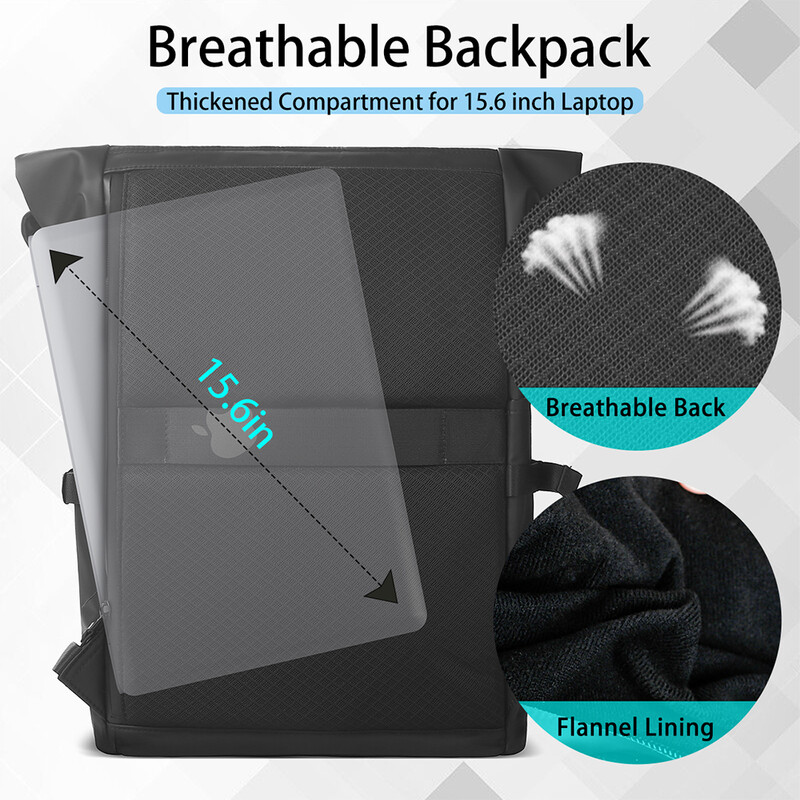 Heroic Knight muški putni ruksak, proširiva torba za prijenosno računalo od 15,6 inča s USB priključkom Vodootporni skupni ruksak Mochilas za slobodno vrijeme