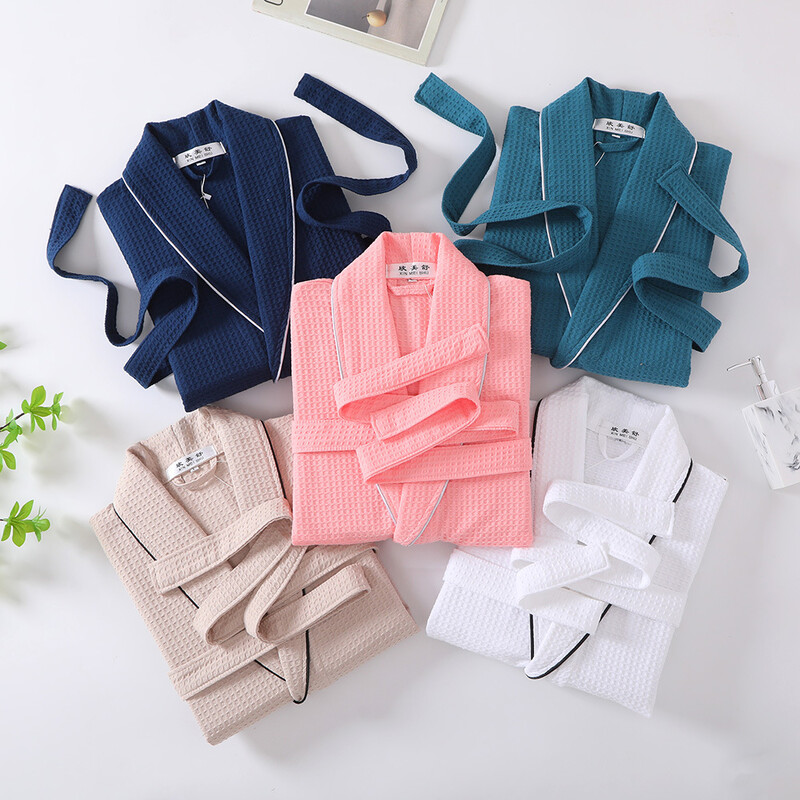 Halat de baie pentru cupluri, din bumbac, asortat, pentru primăvară și vară, halat de dormit cu mânecă lungă, absorbant de apă, pentru cupluri