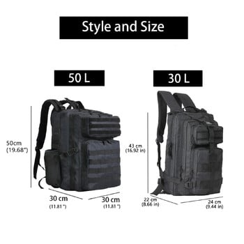 SYZM 50L или 30L тактическа раница, ловна раница MOLLE за мъже, раница за туризъм на открито, риболовни чанти