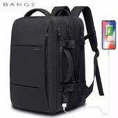 BANGE Cestovný batoh pre mužov, biznis batoh, školský batoh, rozšíriteľná USB taška s veľkou kapacitou, 17,3" notebook, vodotesný
