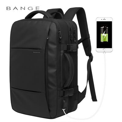 BANGE Cestovný batoh pre mužov, biznis batoh, školský batoh, rozšíriteľná USB taška s veľkou kapacitou, 17,3" notebook, vodotesný